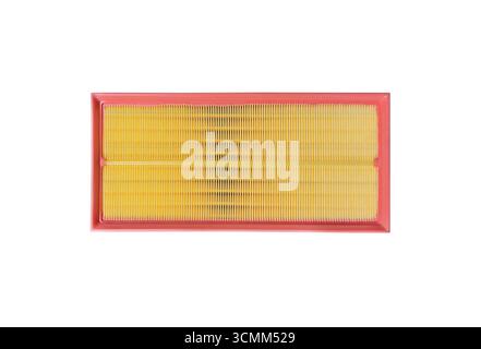 Car air filter element. Car engine air filter isolated on white background. Close-up air filter isolated. Quality spare parts for car service or maint Stock Photo