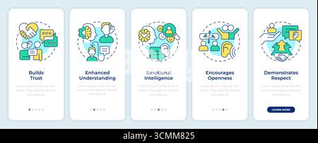 Active listening benefits onboarding mobile app screen Stock Vector