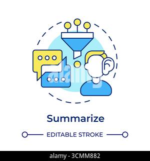 Summarize multi color concept icon Stock Vector