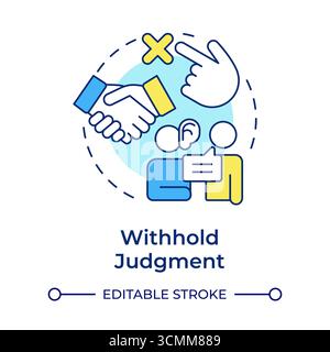 Withhold judgment multi color concept icon Stock Vector