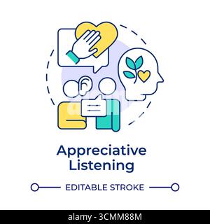 Appreciative listening multi color concept icon Stock Vector
