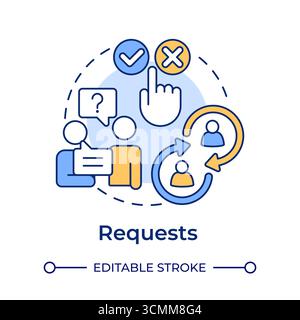 Requests multi color concept icon Stock Vector