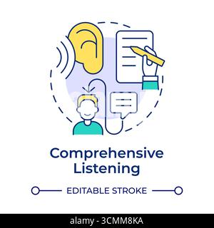 Comprehensive listening multi color concept icon Stock Vector