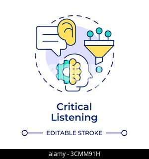 Critical listening multi color concept icon Stock Vector