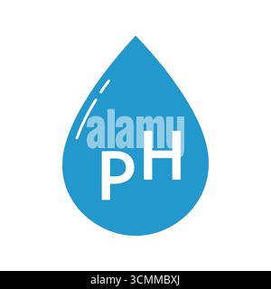 Ph icon, line blue simple set. Neutral balance skin, web symbol. Drop with PH symbol. certified, tested products for skin, hair and food. Healthcare cosmetic natural . Vector illustration Stock Vector