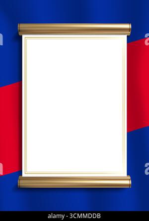 Elegant document frame with Cambodian flag colors and an exquisite gold border. Perfect for certificates, diplomas and official announcements, vertica Stock Vector