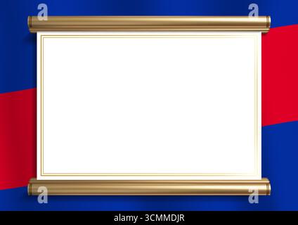 Elegant document frame with Cambodian flag colors and an exquisite gold border. Perfect for certificates, diplomas and official announcements, horizon Stock Vector