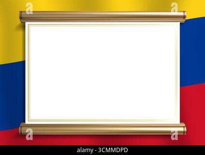 Horizontal frame and border with Colombia flag, template elements for ...