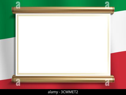 Elegant document frame with Italian flag colors and an exquisite gold border. Perfect for certificates, diplomas and official announcements, horizonta Stock Vector