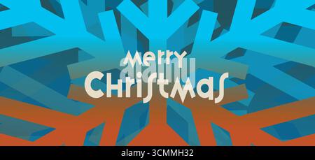 Abstract Christmas greeting banner with modern snowflake in vibrant festive colors Stock Vector