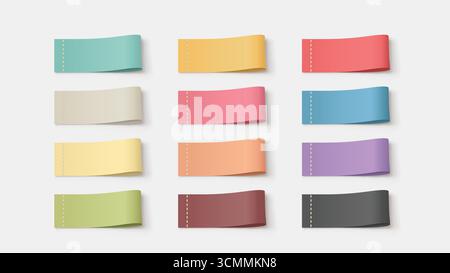 realistic textile labels various colors in set Stock Vector