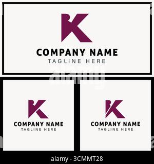 Letter RK Logo Design | Minimal Wordmark Vector Illustration Stock Vector