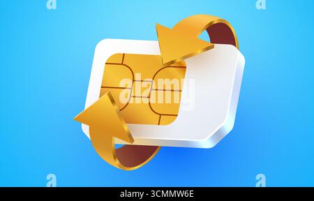 3d sim card chip. Sim card or eSim symbol. Vector illustration Stock Vector