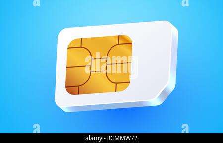 3d sim card chip. Sim card or eSim symbol. Vector illustration Stock Vector