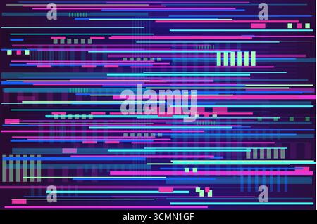 Glitch pixel line background. Screen noise broken tv futuristic bg. Video Damage Overlay Retro overlay. Monitor lag. . Vector illustration Stock Vector