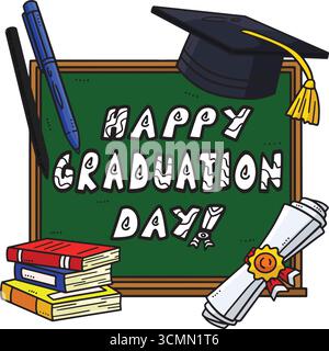 Graduation Day Colored Cartoon Illustration Stock Vector Image & Art ...