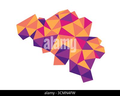 Belgium map polygon origami paper style. Simple geometric tech map of Belgium. Stock Vector