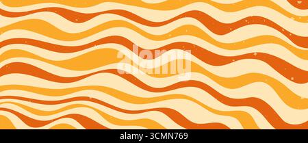 Wavy abstract trippy horizontal lines.Zebra groovy color Y2K background.  Stock Vector