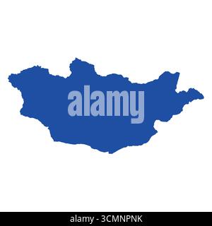 Map of Mongolia, sign silhouette. World Map Globe. Vector Illustration isolated on white background. Asian continent Stock Vector