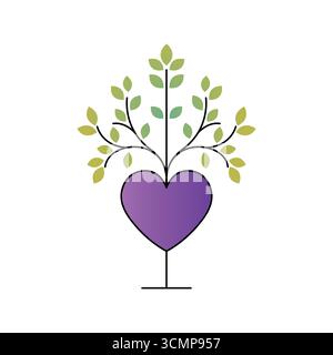 Purple heart tree symbolizing love growth and nature harmony for design projects vector Stock Vector