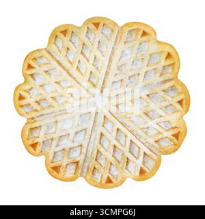 1 Waffle and powdered sugar isolated on white background Stock Photo