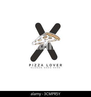 Letter X Pizza Logo Design. Alphabet X Pizza Concept Icon Stock Vector