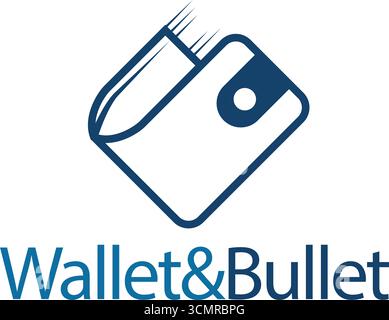 Creative wallet bullet logo using negative space for bold symbolism. Stock Vector