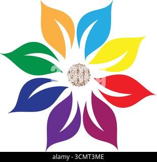 a geometric, abstract, and artistic look, a flower, mandalas, or decorative pattern, flower giving a gradient effect. Colorful flower colorful, flower Stock Vector