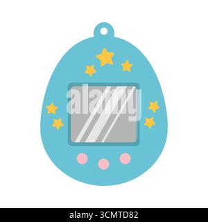 Cute cartoon Tamagotchi. Isolated white background. Flat style vector illustration. Stock Vector