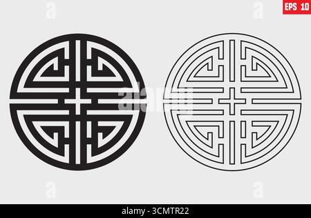 Chinese good luck symbols Fu Lu Shou Xi Chinese character vector illustration on white background Stock Vector