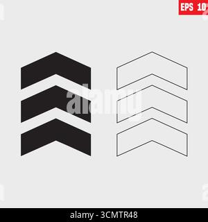 Arrow chevron symbol. Black arrows symbols set. Blend effect. Swipe sign. Vector isolated on white. Stock Vector