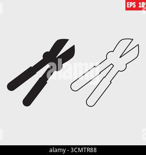 bolt cutter icon tool symbol vector design black white color simple illustration collection set Stock Vector