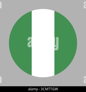 Nigeria round flag. Nigerian circle button, banner, badge. Nigeria flag icon design. National Nigeria flag. Stock Vector