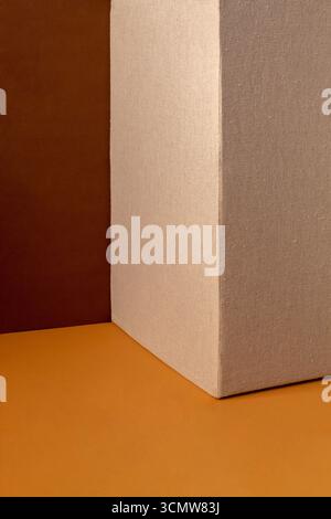 The corner in beige and brown shades copy space Stock Photo