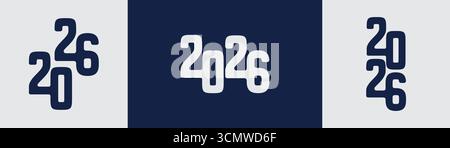2026 Flat Typography Design for New Year Celebration. Stock Vector