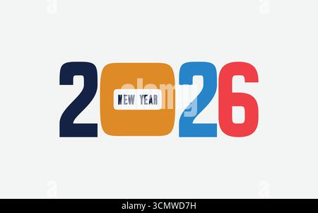2026 Flat Typography Design for New Year Celebration. Stock Vector