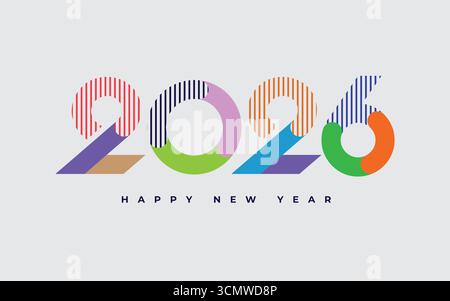 2026 Flat Typography Design for New Year Celebration. Stock Vector