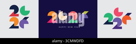 Happy New Year 2026 greeting card with fireworks and colored numbers on texture background Stock Vector