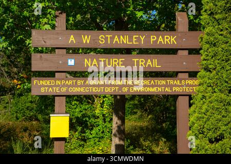 Stanley Loop Trail sign, AW Stanley Park, New Britain, Connecticut ...