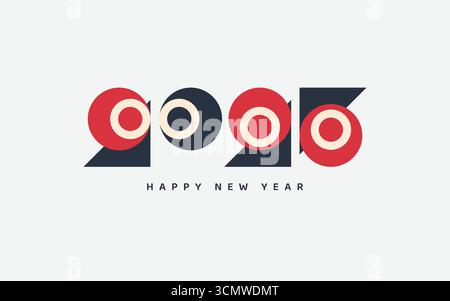 Happy New Year 2026 Greeting banner logo design illustration, Modern Creative and Colorful 2026 new year vector background Stock Vector