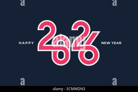 colorful number 2026 for 2026 New Year symbol and sign. Happy New Year 2026 square template. 2026 logo number Stock Vector