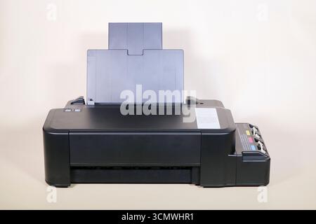 Black inkjet printer isolated on white background, for home or small office use, stock photo Stock Photo