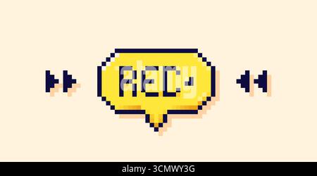 8 bit Y2K pixel color speech bubble with play buttons. Stock Vector