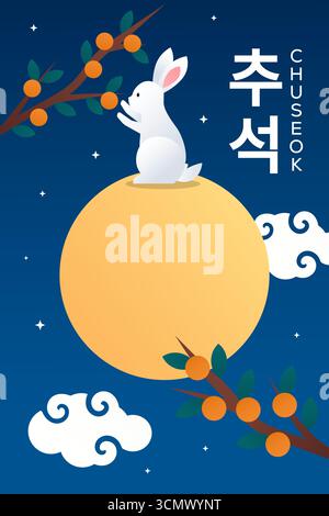 happy chuseok poster illustration in gradient style Stock Vector
