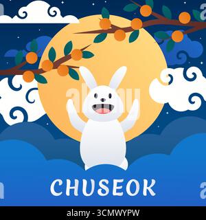 happy chuseok illustration in gradient design style Stock Vector