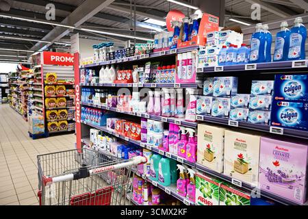Cleaning products in a supermarket Stock Photo