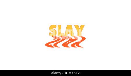 Slay bold internet slang with wavy orange shadow Stock Vector
