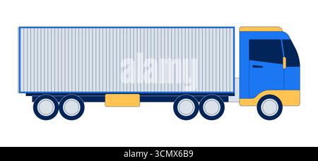 Cargo truck side view 2D cartoon object Stock Vector