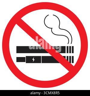 No smoking or no vaping allowed sign. Perfect prohibition symbol for tobacco and electronic cigarettes. Stock Vector