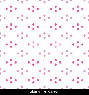 Repeating pattern of pink and light cute pink dots arranged in a staggered grid on a white background. Stock Vector